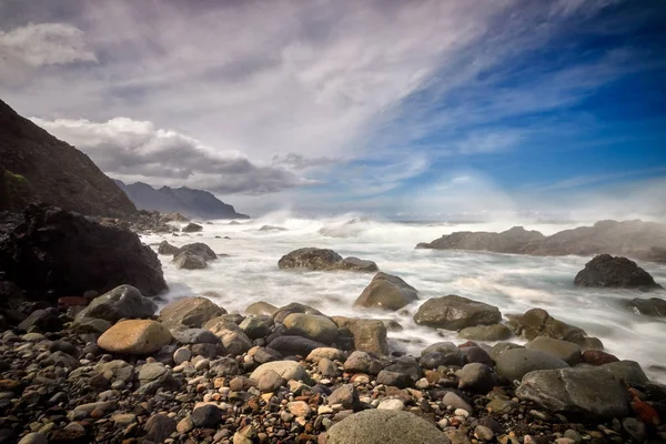 Spiaggia Benijo Nell Oceano Selvaggio Tenerife Isole Canarie Spagna — Foto Stock