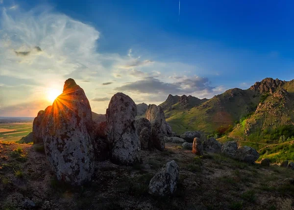 Paisaje Atardecer Amanecer Dobrogea Rumania — Foto de Stock