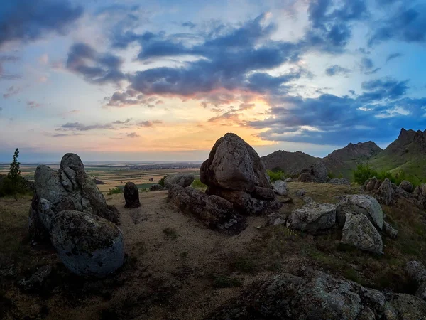 Paisaje Atardecer Amanecer Dobrogea Rumania —  Fotos de Stock