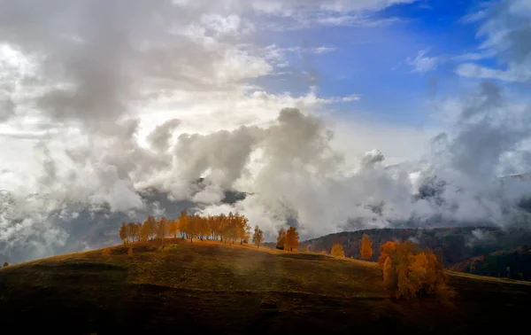 罗马尼亚喀尔巴阡山脉乡村的空中景观 — 图库照片