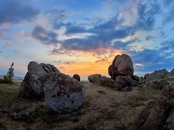 Paisagem Pôr Sol Nascer Sol Dobrogea Roménia — Fotografia de Stock