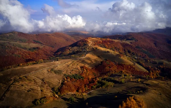 Восени Вранці Румунії Вигляд Повітря Карпатські Гори — стокове фото