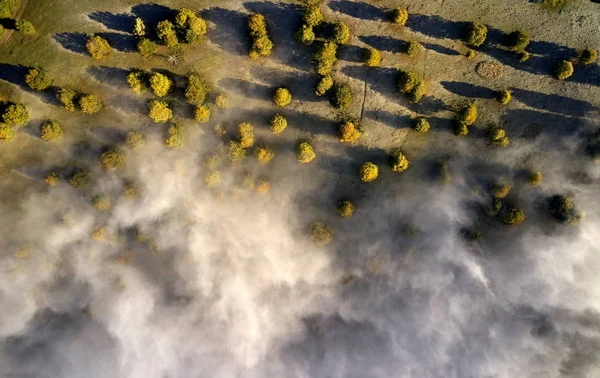 Pemandangan Udara Dari Pedesaan Pegunungan Carpathian Pagi Musim Gugur Rumania Stok Gambar Bebas Royalti