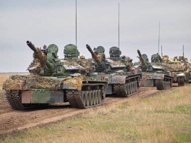 Galati, Romanya - 20 Nisan 2017: askerler Smardan Çokgen Galati County, Romanya Adalet kartal askeri tatbikat sırasında Amerikan ve Romanya; 20 Nisan 2017