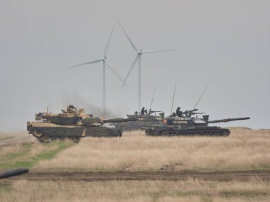Galati, Romanya - 20 Nisan 2017: askerler Smardan Çokgen Galati County, Romanya Adalet kartal askeri tatbikat sırasında Amerikan ve Romanya; 20 Nisan 2017