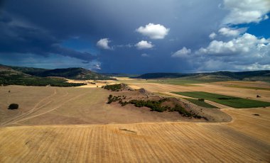 aerial panoramic view of Dobrogea fields in summer, Romania clipart