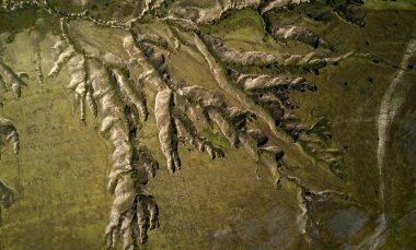 ilginç dünya oluşumların Dobrogea, Romanya'da havadan görünümü