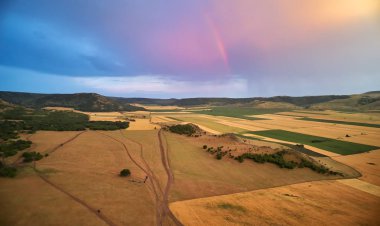 Hava panoramik Dobrogea alanları yaz, Romanya
