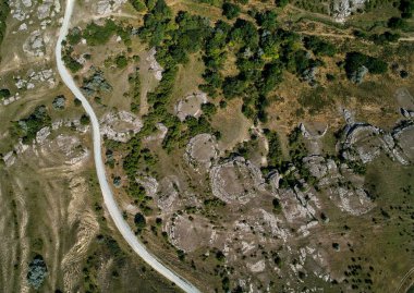 muhteşem kaya oluşumları Dobrogea, Romanya - havadan görünümü