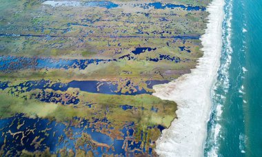 Sulina bölgenin, Dobrogea, Romanya havadan görünümü