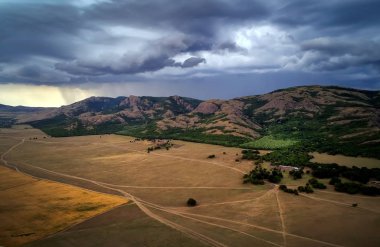 Hava panoramik Dobrogea alanları yaz, Romanya