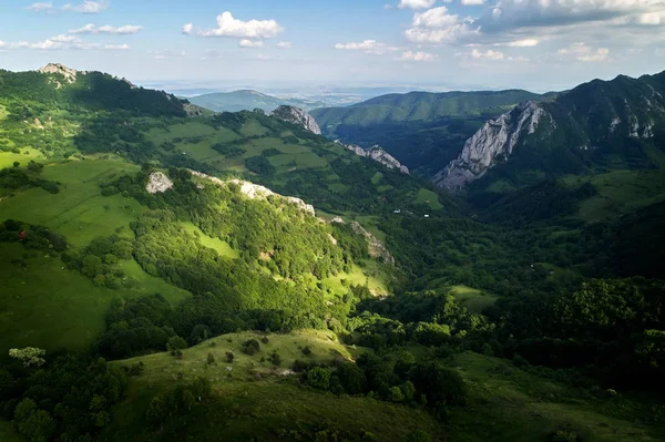 Горный Ландшафт Зелеными Насаждениями Думешть Уезд Альба Румыния Вид Воздуха — стоковое фото