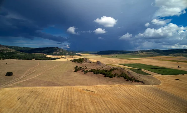 Letecký Panoramatický Pohled Dobrogea Polí Létě Rumunsko — Stock fotografie