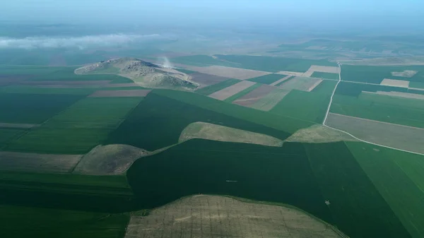 ルーマニアの Dobrogea フィールドの空中パノラマ ビュー — ストック写真
