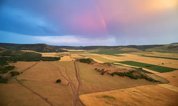 Panoramisch Luchtfoto Van Dobrogea Velden Zomer Roemenië — Stockfoto