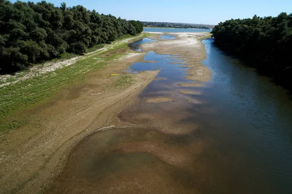 Letecký Pohled Řeku Dunaj Rumunsko Evropa — Stock fotografie