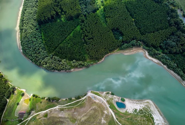 Widok Lotu Ptaka Brzeg Dunaju Dobrogea Rumunia — Zdjęcie stockowe