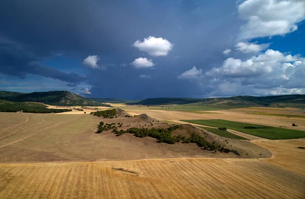 Panoramisch Luchtfoto Van Dobrogea Velden Zomer Roemenië — Stockfoto