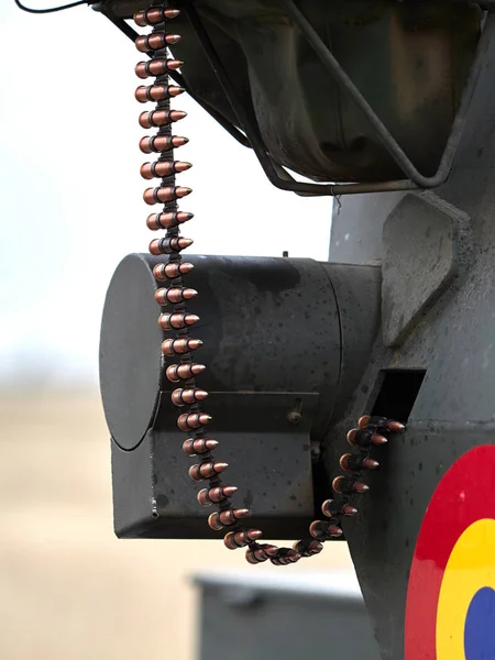 Peluru Dalam Sabuk Amunisi Untuk Senapan Mesin Peralatan Tentara — Stok Foto