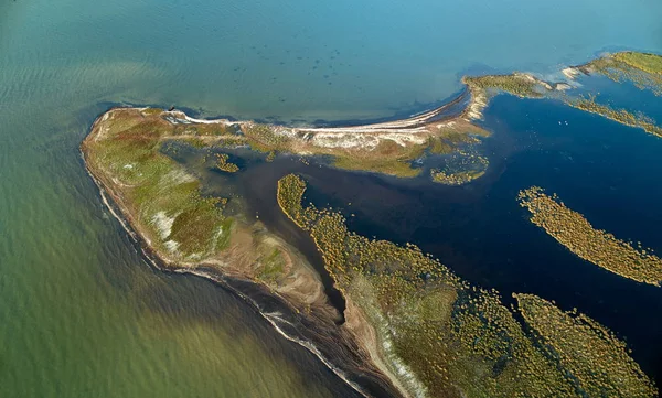 Letecký Pohled Ostrov Sacalin Nově Tvořil Černém Moři Poblíž Sfantu — Stock fotografie