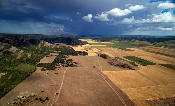 Vista Panorámica Aérea Los Campos Dobrogea Verano Rumania — Foto de Stock