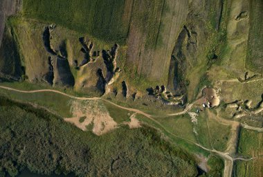 ilginç dünya oluşumların Dobrogea, Romanya'da havadan görünümü