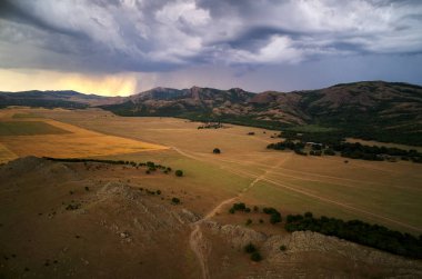 Hava panoramik Dobrogea alanları yaz, Romanya
