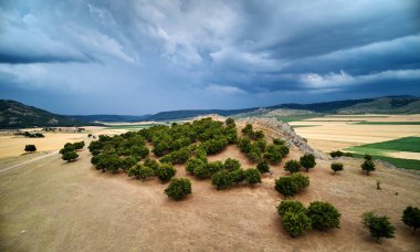Hava panoramik Dobrogea alanları yaz, Romanya