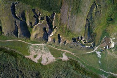 ilginç dünya oluşumların Dobrogea, Romanya'da havadan görünümü
