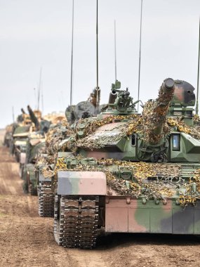 Galati, Romanya - 20 Nisan 2017: askerler Smardan Çokgen Galati County, Romanya Adalet kartal askeri tatbikat sırasında Amerikan ve Romanya; 20 Nisan 2017