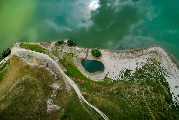 Widok Lotu Ptaka Brzeg Dunaju Dobrogea Rumunia — Zdjęcie stockowe