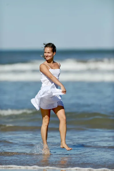 Young Happy Woman Beach Summer — Stock Photo, Image
