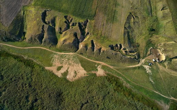 Vista Aérea Formações Terrestres Interessantes Dobrogea Roménia — Fotografia de Stock