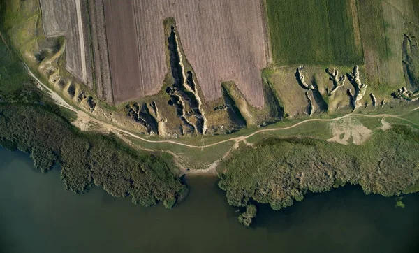 Aerial View Danube River Shore Summer Dobrogea Romania — Stock Photo, Image