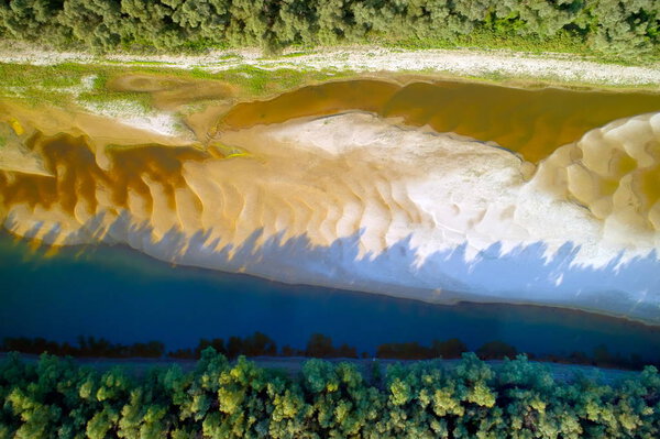 Aerial view of Danube River, Romania, Europe