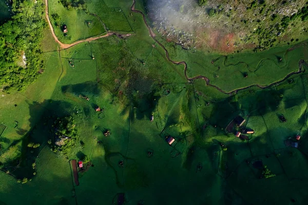 Paisaje Montaña Mañana Otoño Fundatura Ponorului Rumania Vista Aérea — Foto de Stock