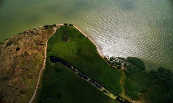 Aerial View Danube River Shore Summer Dobrogea Romania — Stock Photo, Image