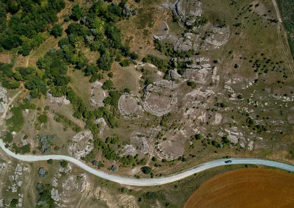 Впечатляющие Скальные Образования Доброгеи Румыния Вид Воздуха — стоковое фото