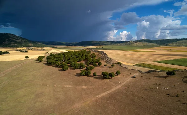 Panoramisch Luchtfoto Van Dobrogea Velden Zomer Roemenië — Stockfoto