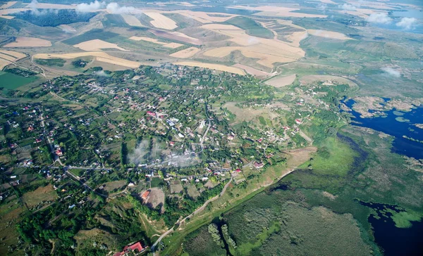 Vue Aérienne Danube Dans Village Parches Dobrogea Roumanie — Photo