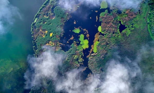 Vista Aérea Del Río Danubio Aldea Parches Dobrogea Rumania — Foto de Stock