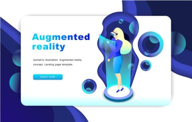 İzometrik sanal gerçeklik kavramı. Web sitesi şablonu