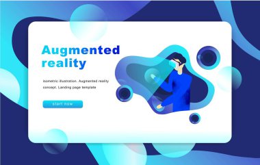 İzometrik sanal gerçeklik kavramı. Web sitesi şablonu