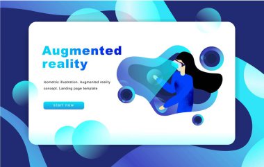 İzometrik sanal gerçeklik kavramı. Web sitesi şablonu