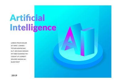 Yapay zeka kavramı. 3d izometrik çizimde. Modern teknolojik altyapı