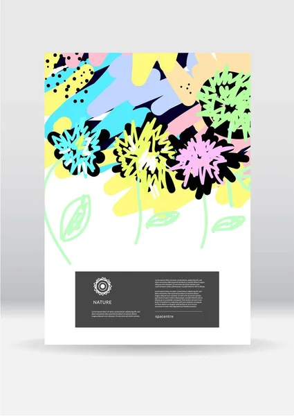Plantilla de póster de flores brillantes abstracta. plantilla de vector — Vector de stock