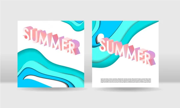 Summer paper cut concept illustration — Stock Vector