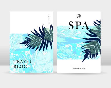 Soyut egzotik tropikal yaprakları poster arka plan. Bu posterler, kartlar, el ilanları, broşürler, dergiler ve kapak her türlü için kullanılabilir