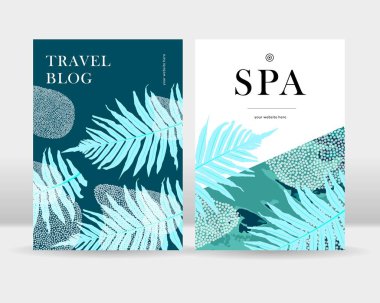 Soyut egzotik tropikal yaprakları poster arka plan. Bu posterler, kartlar, el ilanları, broşürler, dergiler ve kapak her türlü için kullanılabilir