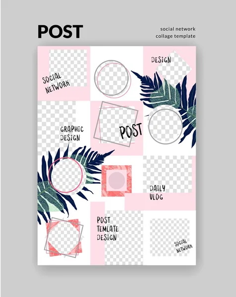 Bckgrounds sosyal ağ sonrası için. Editable kare sonrası çerçeve şablonları kümesi. Vektör kapağı. Bloglar için Mockup